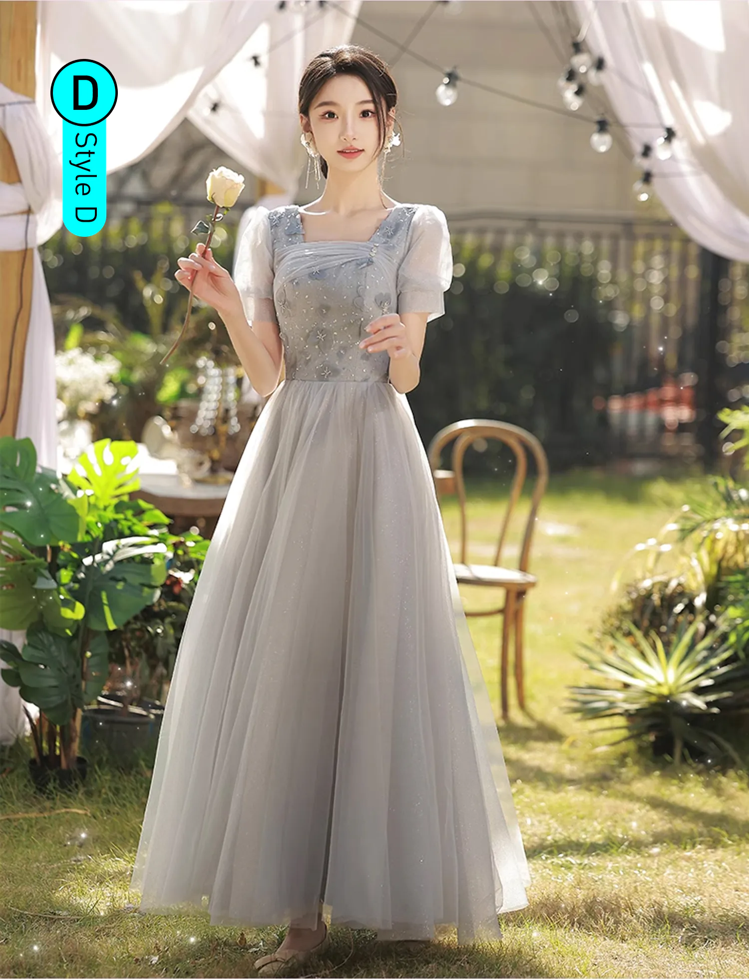 Sweet-Short-Sleeve-Grey-Bridesmaid-Maxi-Dress-Wedding-Party-Gown23