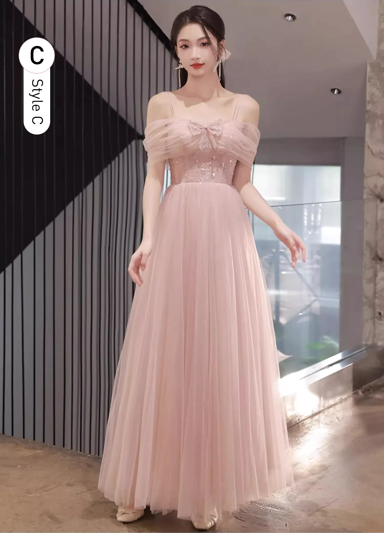Trendy-Pink-Mesh-Chiffon-Bridesmaid-Maxi-Dress-Evening-Party-Gown19