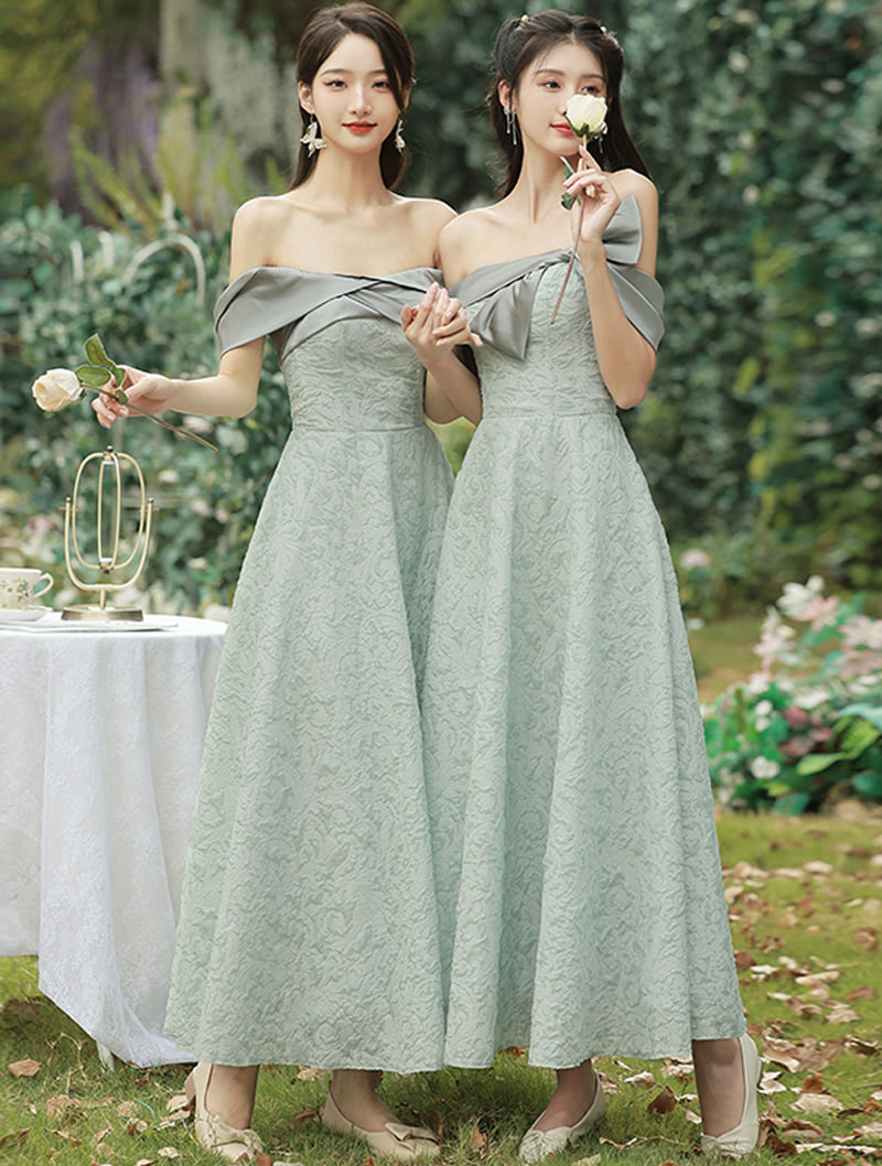 A Line Green Bridesmaid Maxi Dress Maid of Honor Party Formal Gown01