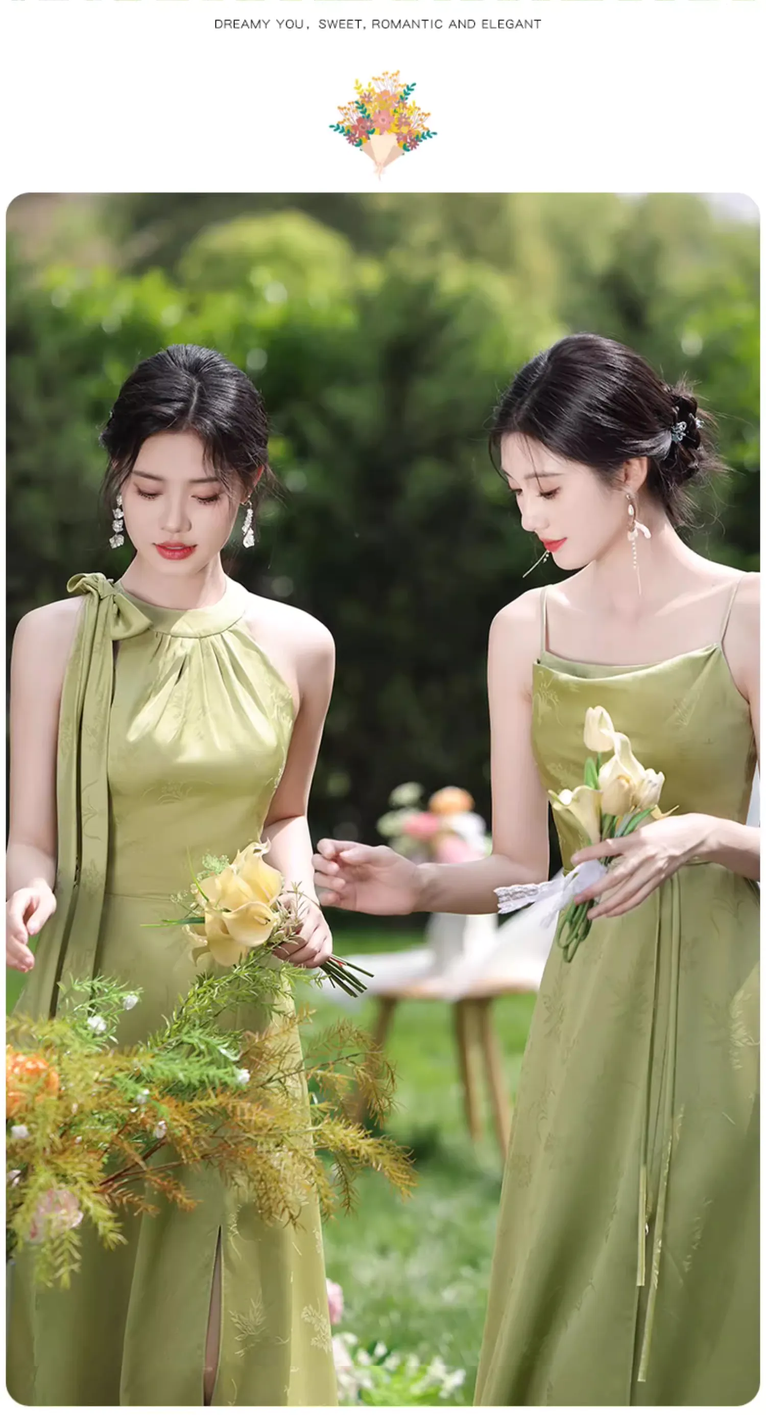 hold my dress while i pee bridesmaid Dark Green Gold Jacquard Satin Mother of Bride Dress main image 1