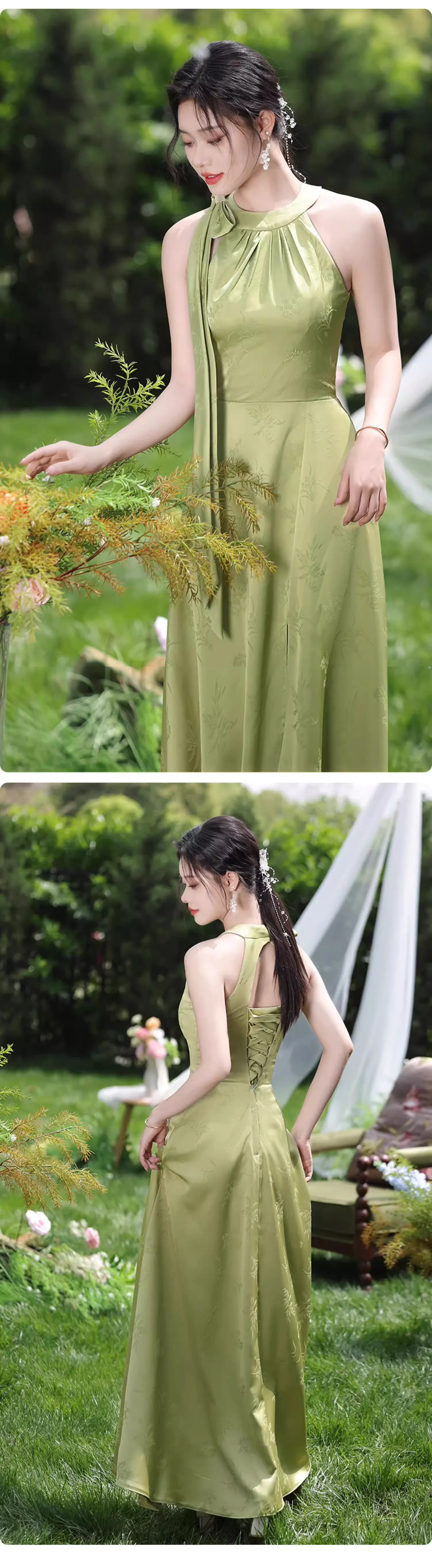 A-Line-Green-Jacquard-Boho-Wedding-Bridesmaid-Evening-Party-Dress19