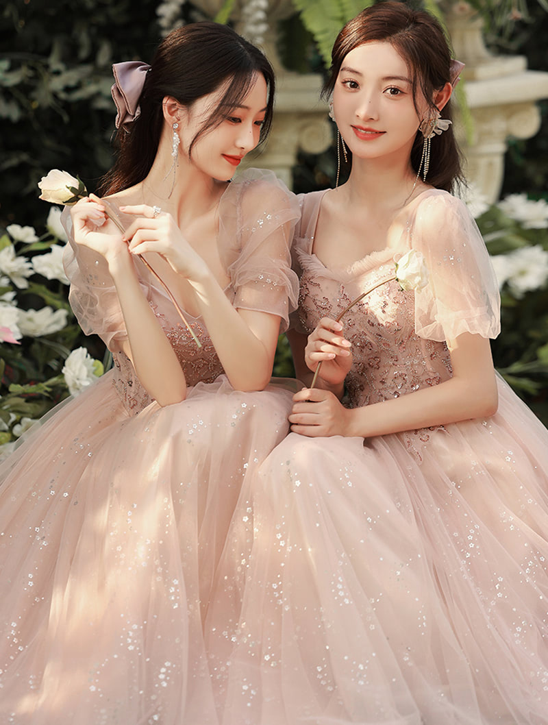Aesthetic Pink Bridal Wedding Party Bridesmaid Long Maxi Dress02