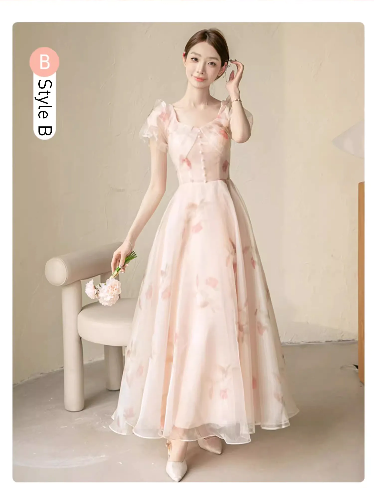 Chic-Floral-Chiffon-Engagement-Bridal-Party-Wedding-Guest-Attire-Outfit17