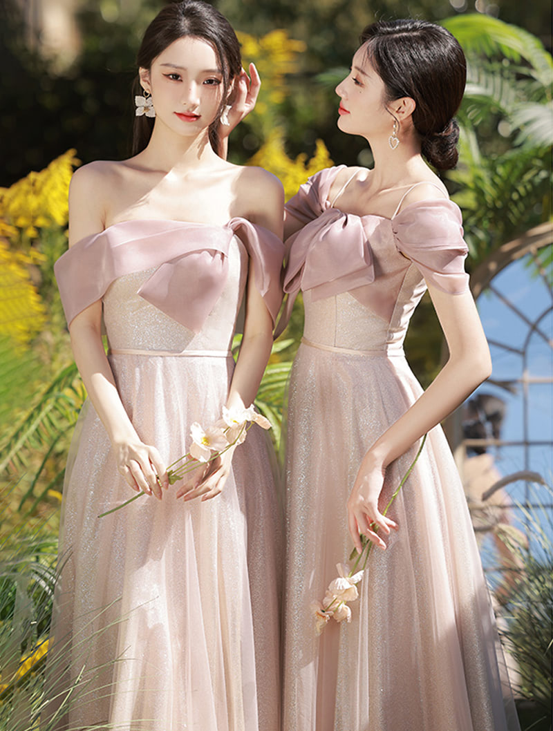 Elegant Luxury Pink Bridesmaid Wedding Party Long Maxi Dress03