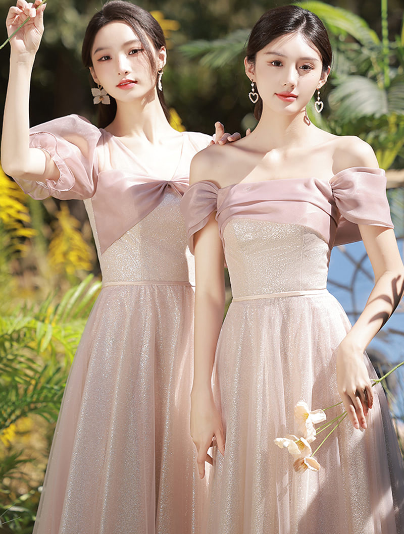 Elegant Luxury Pink Bridesmaid Wedding Party Long Maxi Dress04