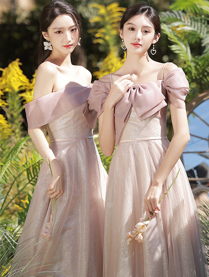 Elegant Luxury Pink Bridesmaid Wedding Party Long Maxi Dress05