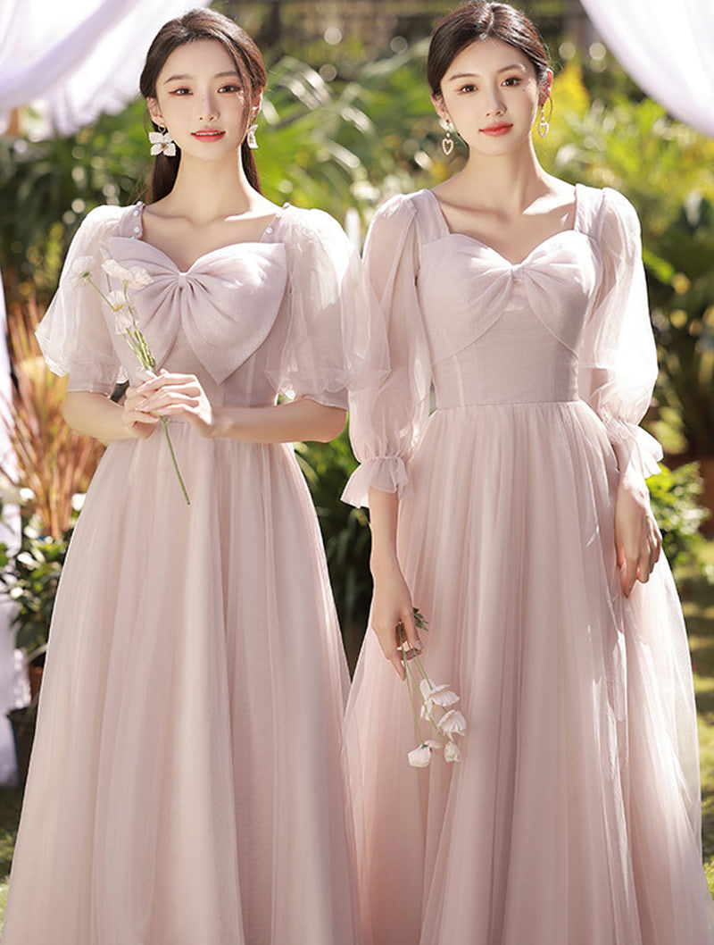 Pink Tulle Bridesmaid Dress Sweet Evening Wedding Party Guest Gown04
