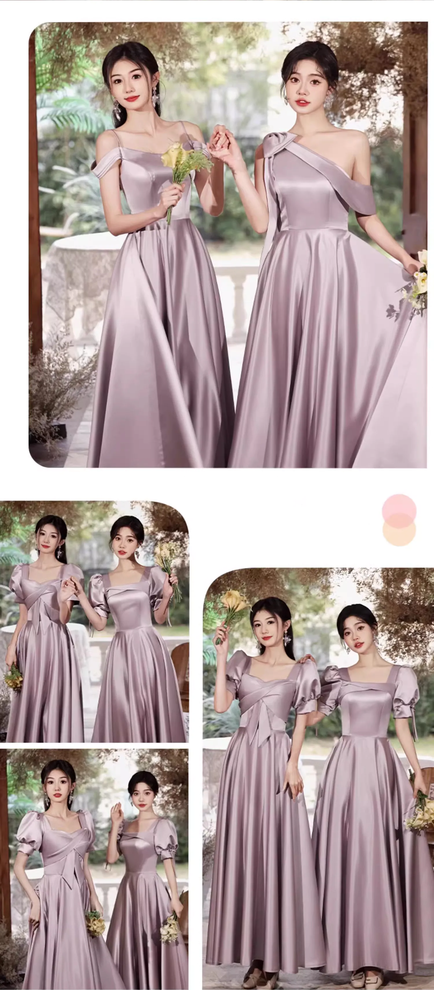 Purple Satin Bridesmaid Party Evening Dress Simple Formal Ball Gown (Size: L, Style: Style A)