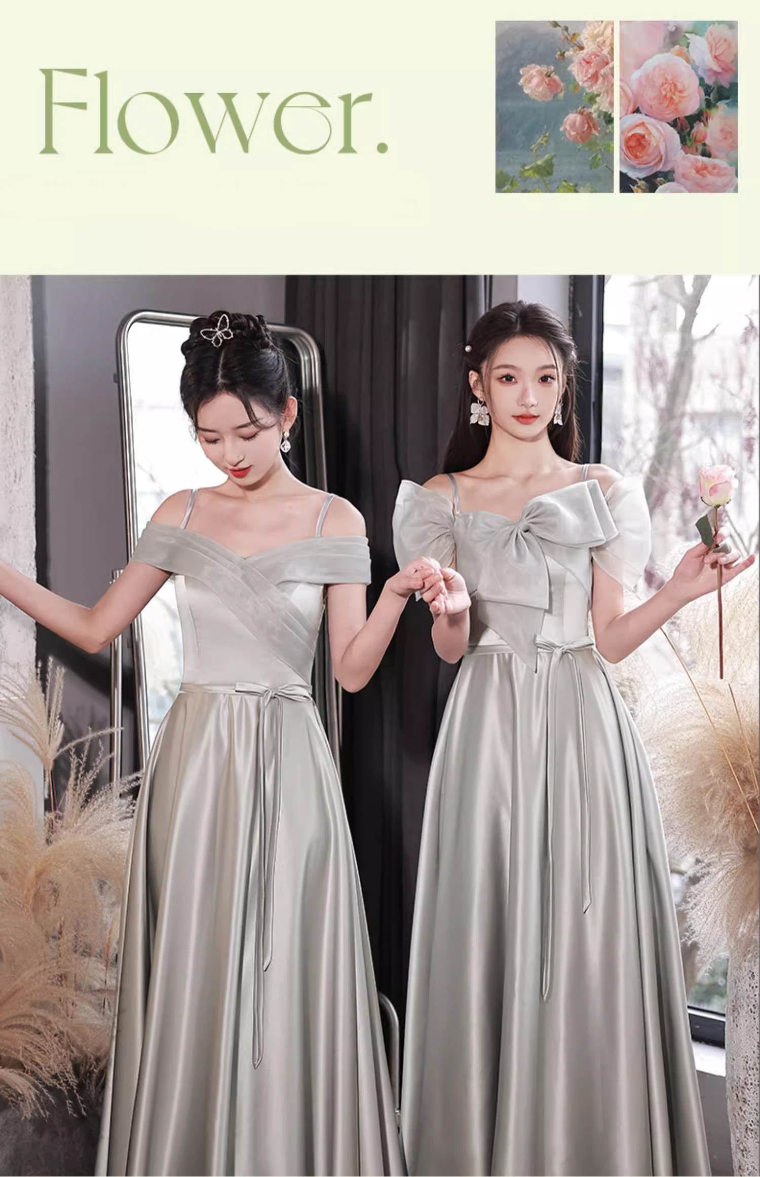 Simple-Gray-Satin-Bridesmaid-Dress-Sweet-Casual-Party-Ball-Gown13