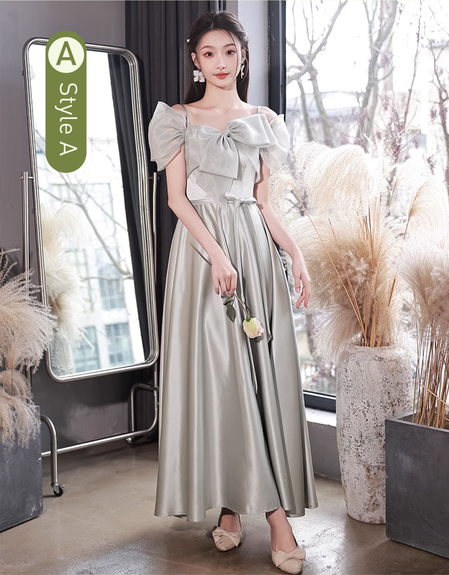 Simple-Gray-Satin-Bridesmaid-Dress-Sweet-Casual-Party-Ball-Gown18