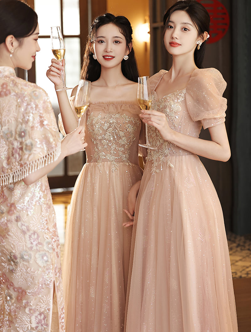 Stylish Embroidery Bridesmaid Maxi Dress Elegance Wedding Gown01