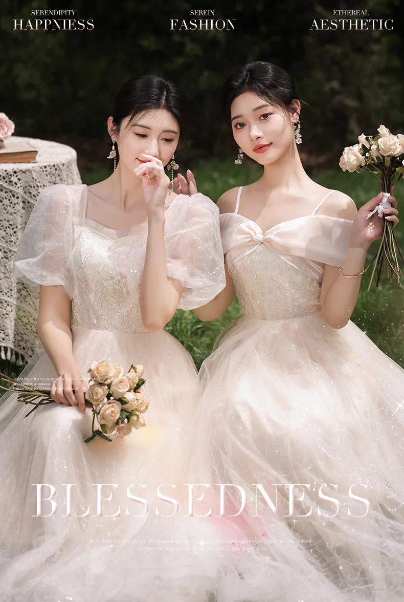 Sweet-Champagne-Tulle-Bridesmaid-Dress-Maid-of-Honor-Party-Gown11