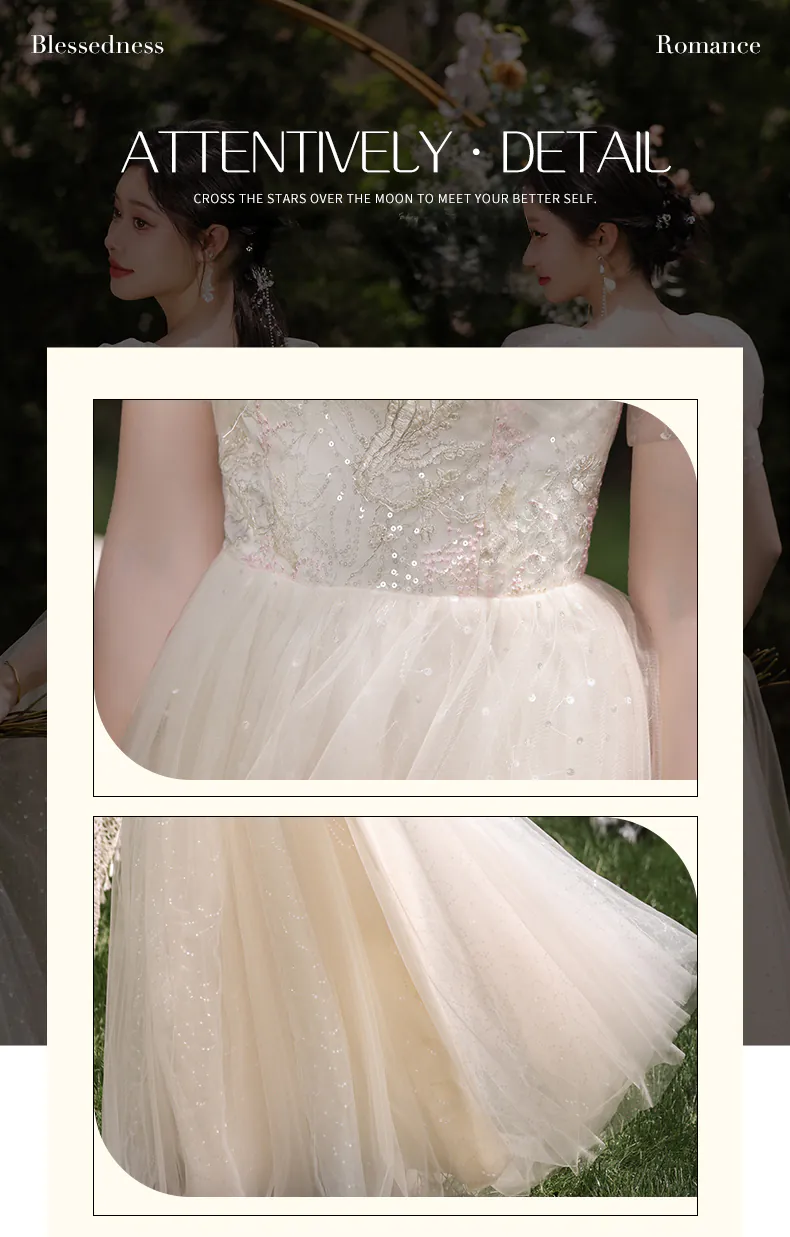 Sweet-Champagne-Tulle-Bridesmaid-Dress-Maid-of-Honor-Party-Gown13