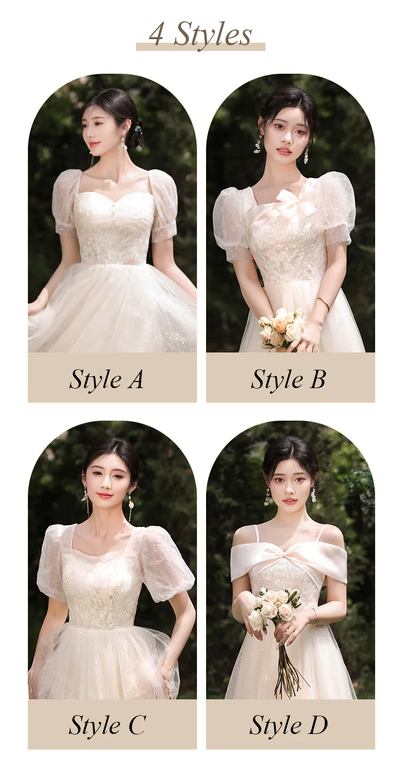 Sweet-Champagne-Tulle-Bridesmaid-Dress-Maid-of-Honor-Party-Gown14