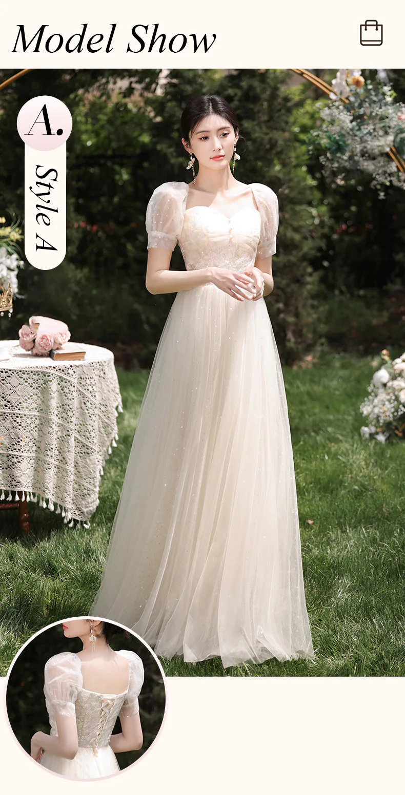 Sweet-Champagne-Tulle-Bridesmaid-Dress-Maid-of-Honor-Party-Gown15