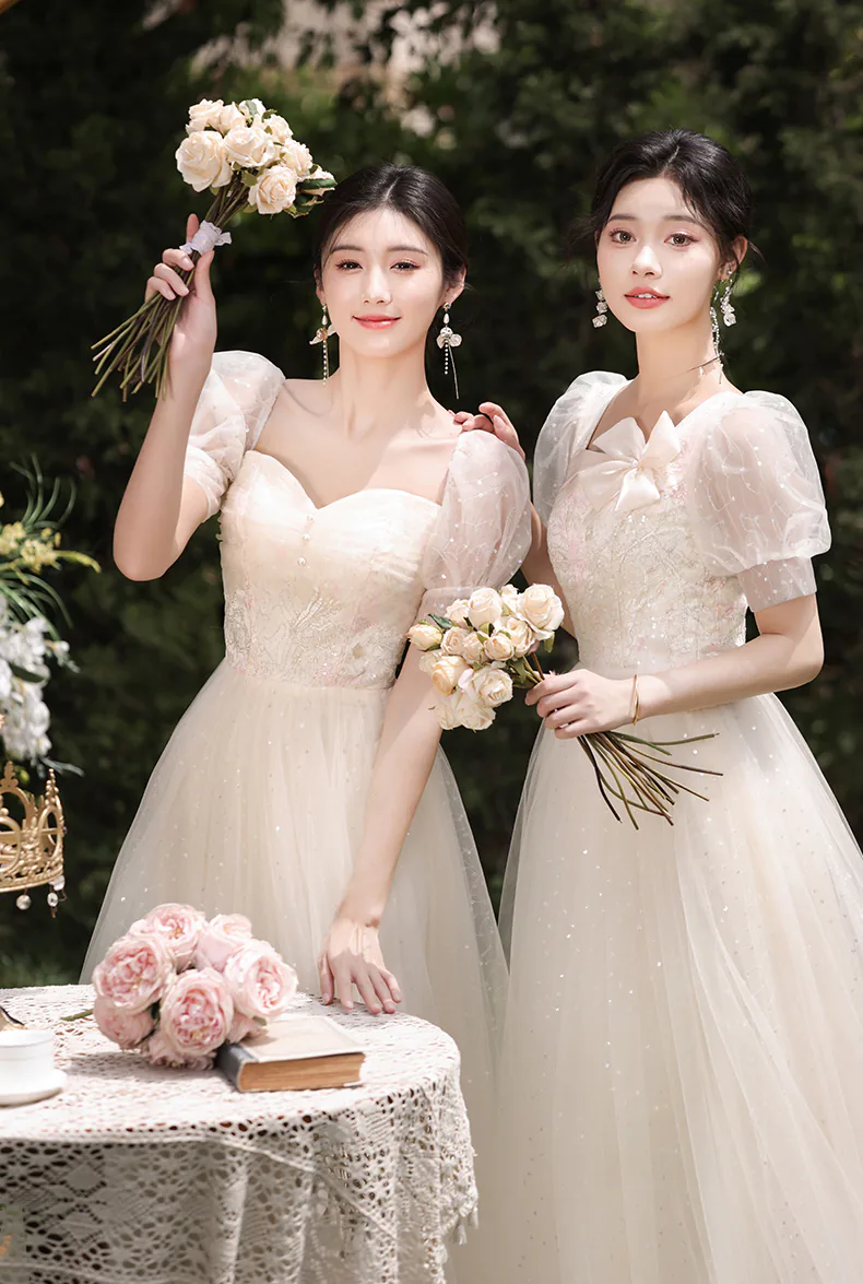Sweet-Champagne-Tulle-Bridesmaid-Dress-Maid-of-Honor-Party-Gown16