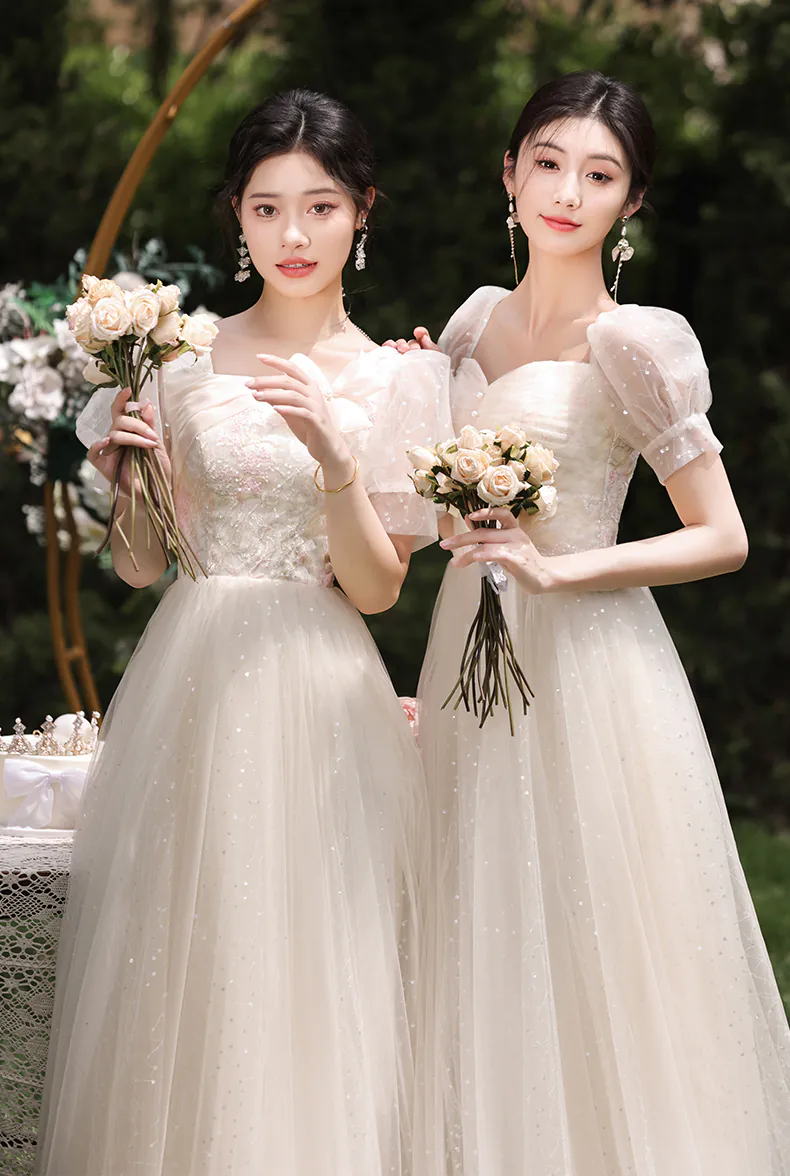 Sweet-Champagne-Tulle-Bridesmaid-Dress-Maid-of-Honor-Party-Gown20