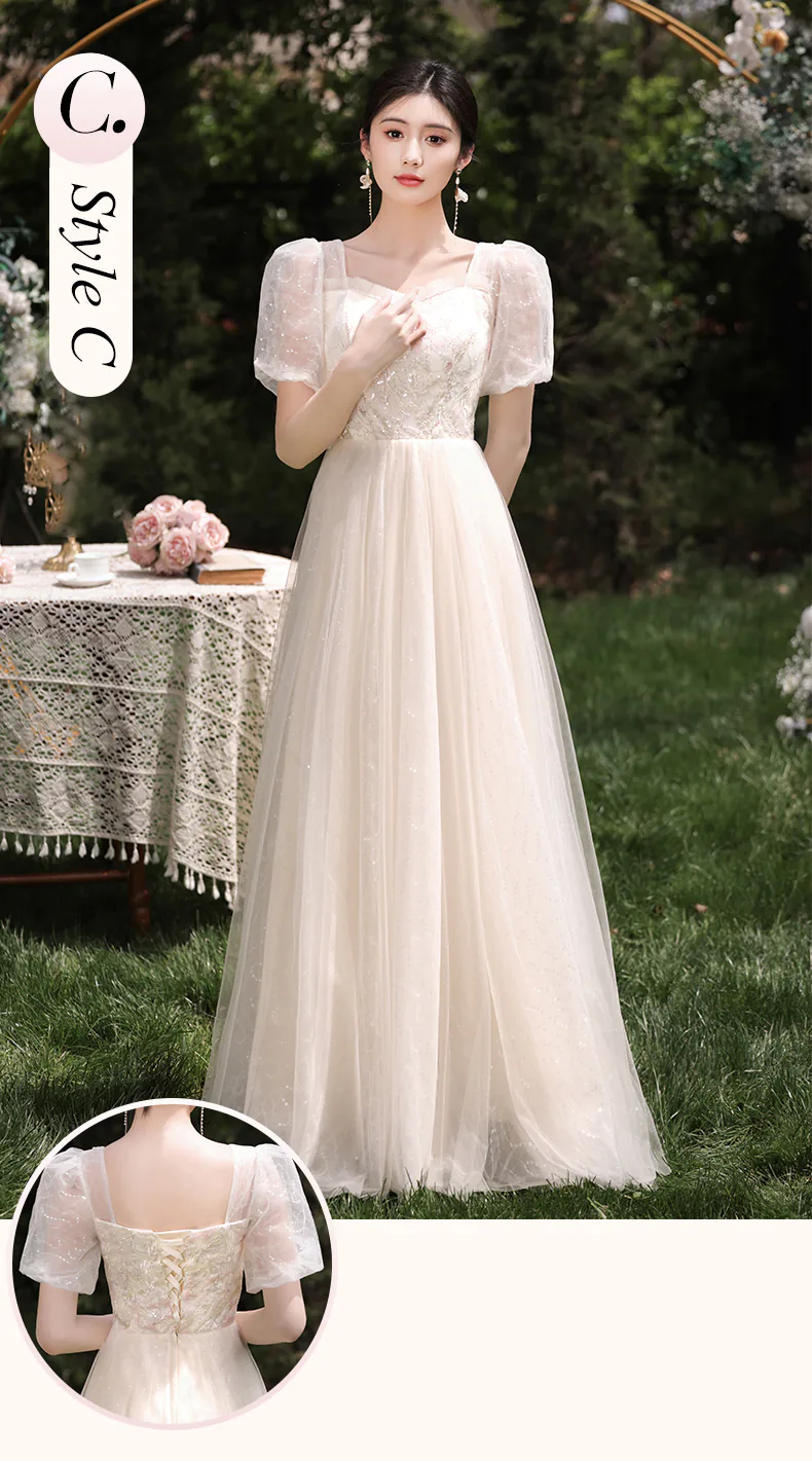 Sweet-Champagne-Tulle-Bridesmaid-Dress-Maid-of-Honor-Party-Gown23