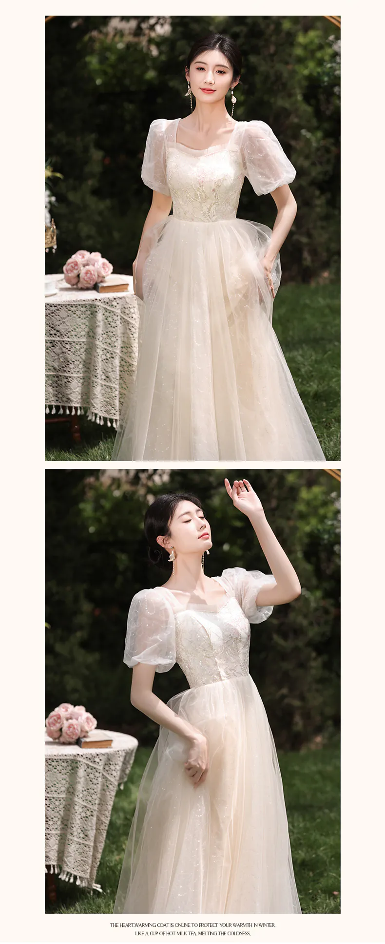 Sweet-Champagne-Tulle-Bridesmaid-Dress-Maid-of-Honor-Party-Gown25