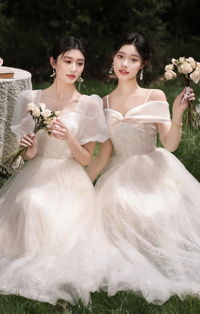 Sweet-Champagne-Tulle-Bridesmaid-Dress-Maid-of-Honor-Party-Gown30