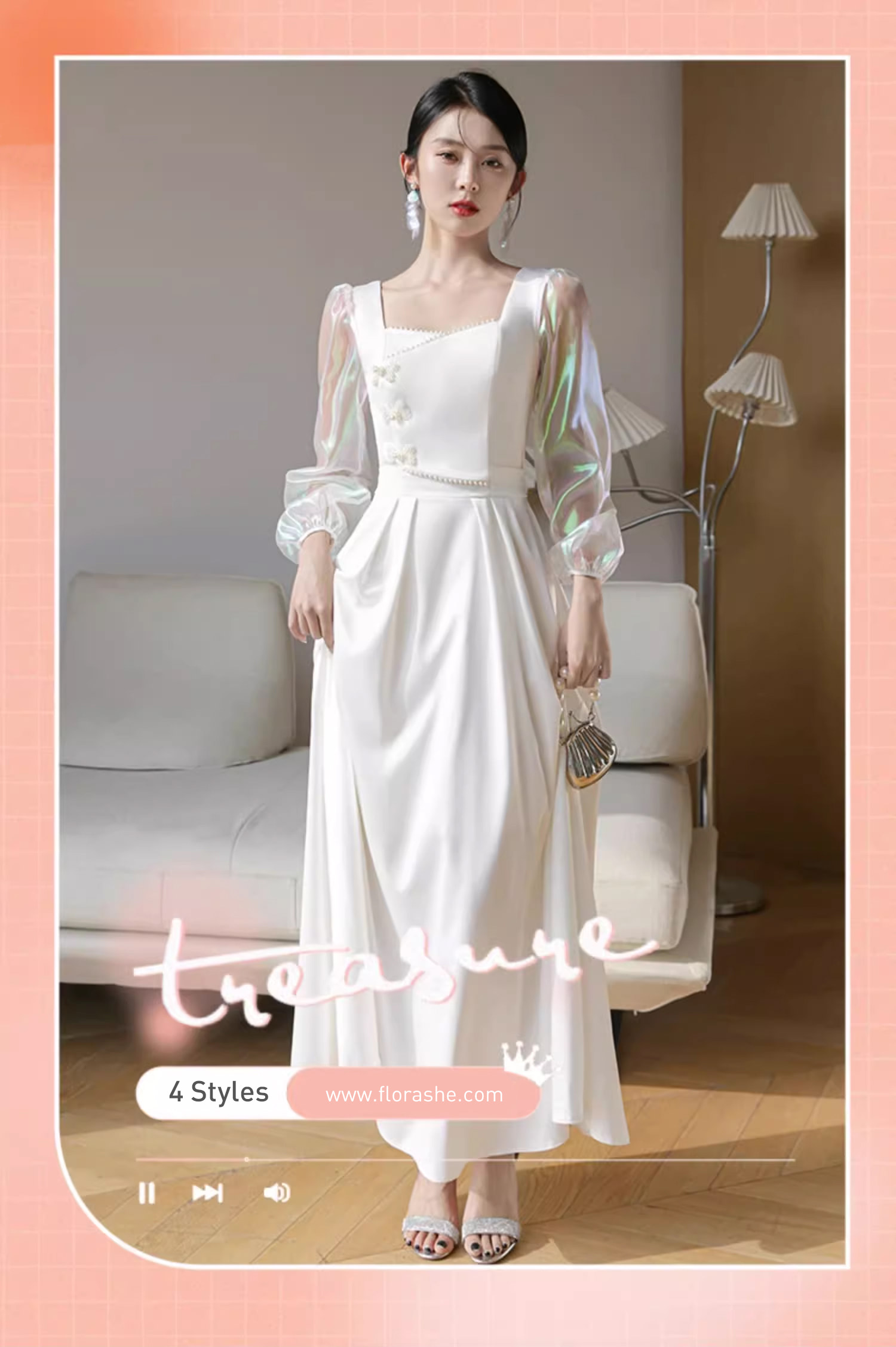 Unique-White-Wedding-Bridal-Party-Attire-Long-Dress-Evening-Gown10