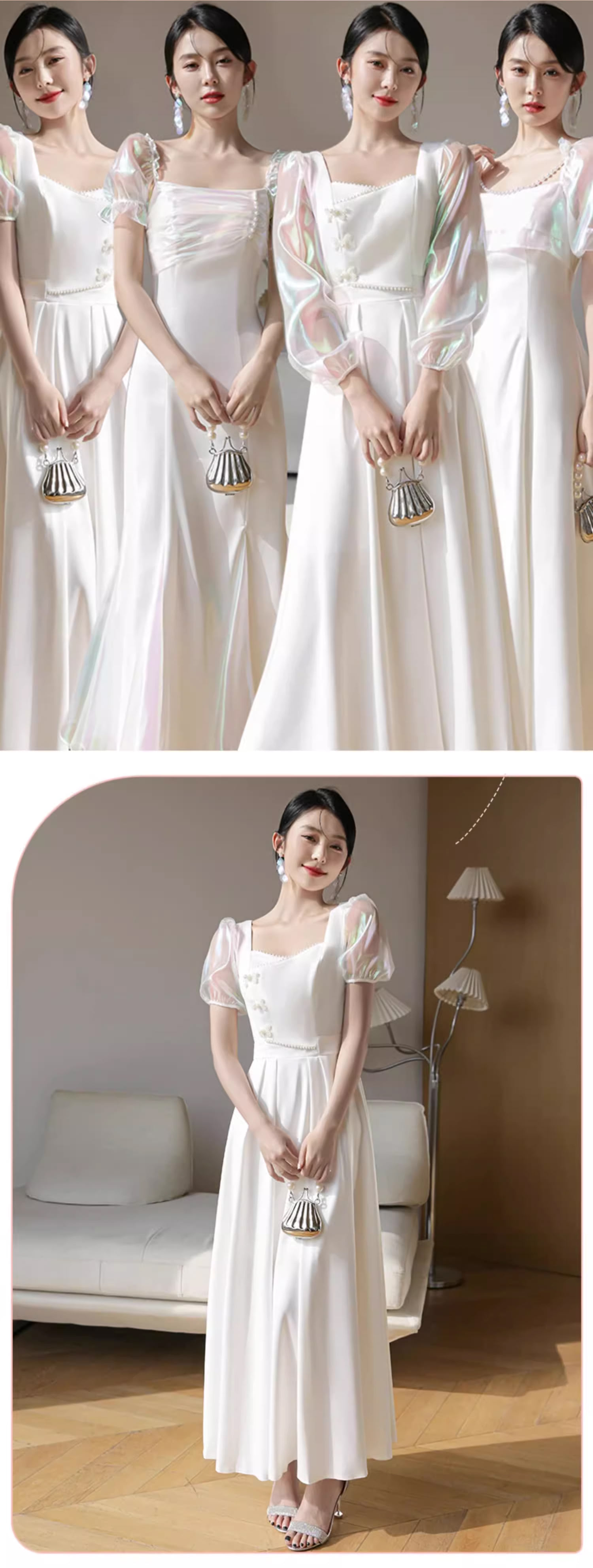 Unique-White-Wedding-Bridal-Party-Attire-Long-Dress-Evening-Gown11