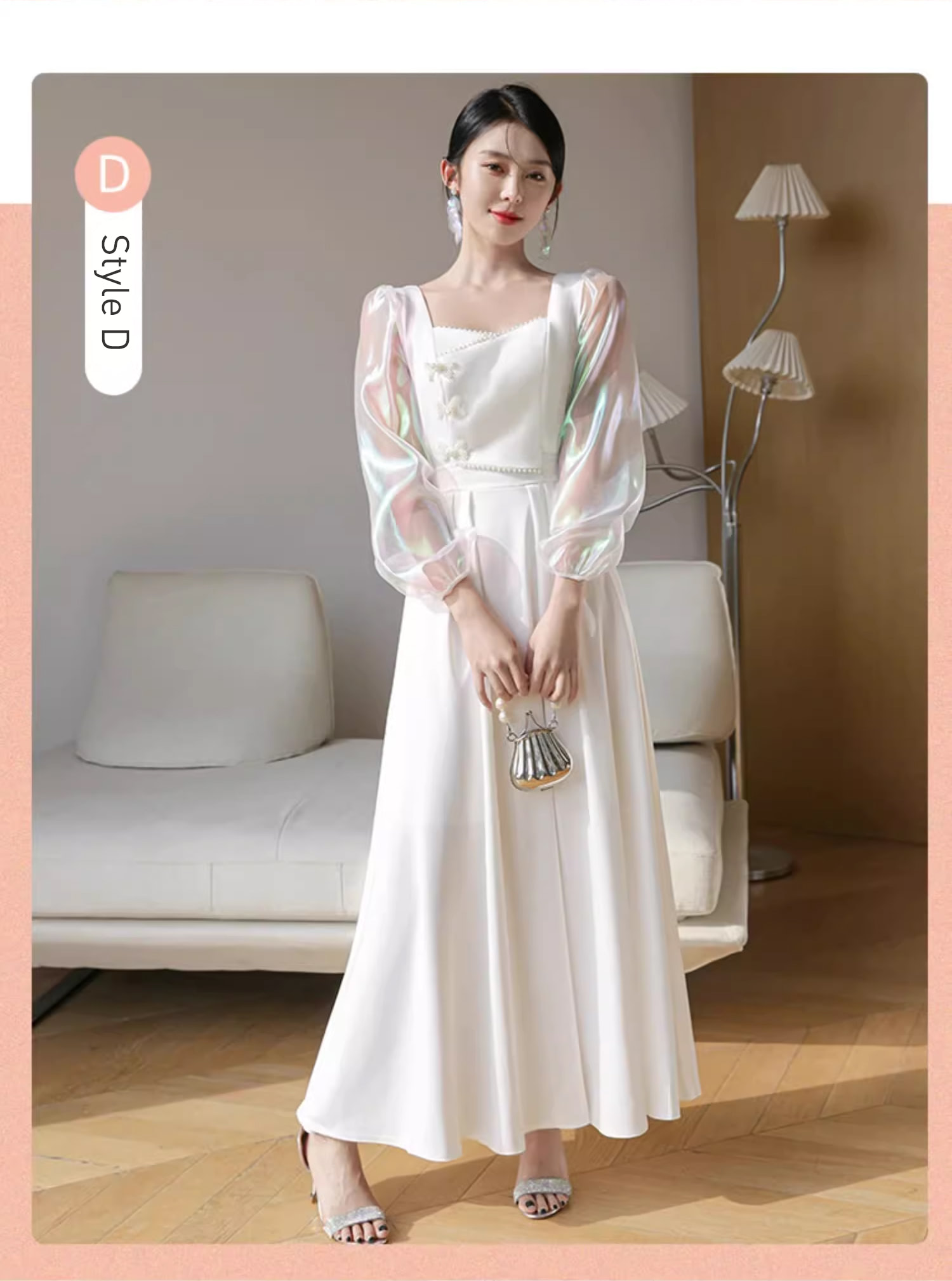 Unique-White-Wedding-Bridal-Party-Attire-Long-Dress-Evening-Gown23