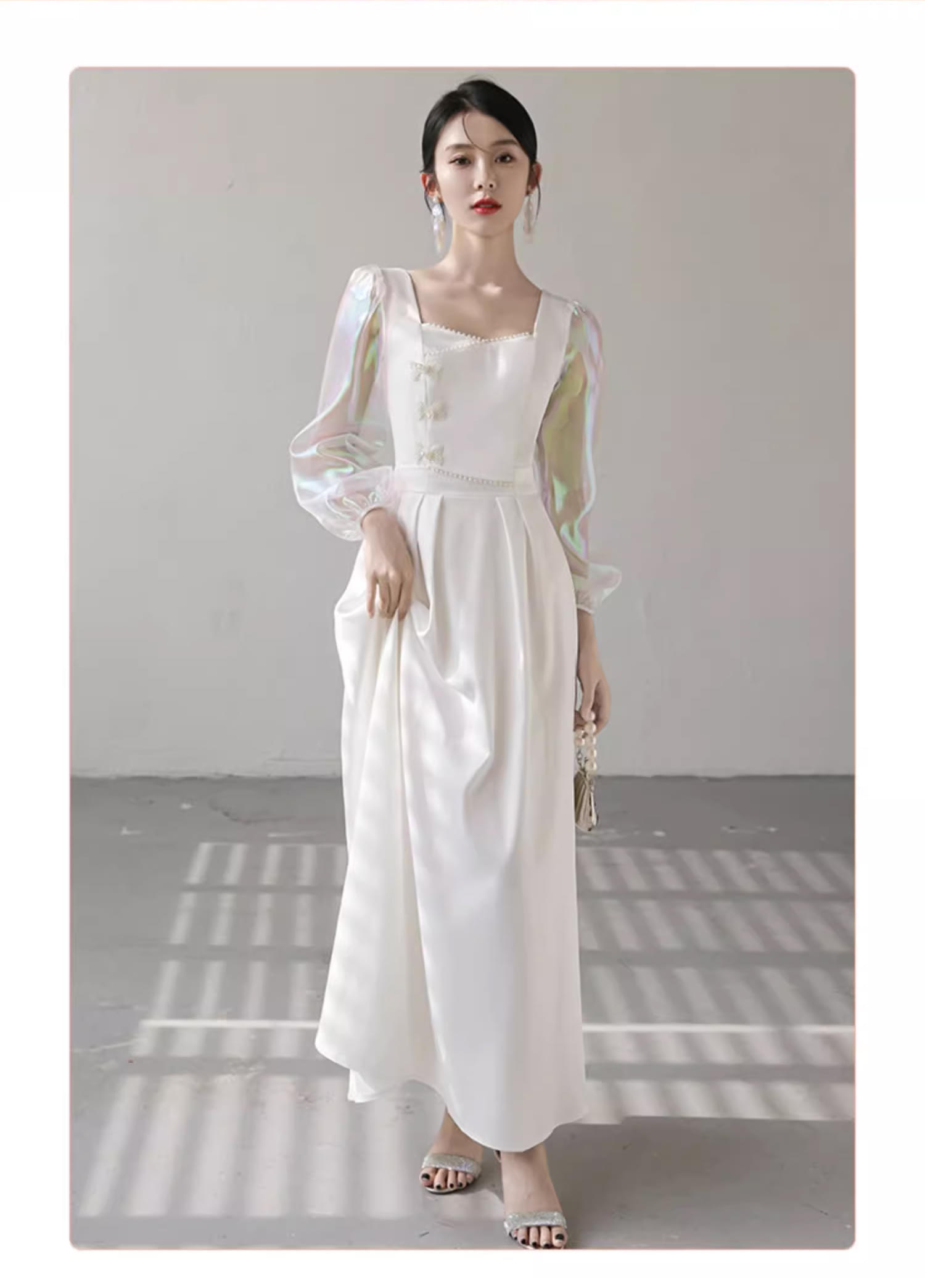 Unique-White-Wedding-Bridal-Party-Attire-Long-Dress-Evening-Gown24