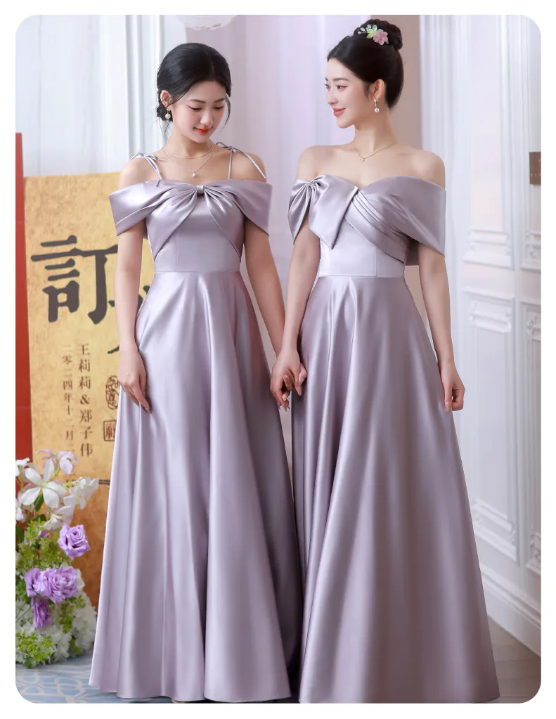 A-Line Light Purple Halter Neck Beach Hotel Wedding Satin Bridesmaid Dress (Size: XL, Style: Style B) A-Line Light Purple Halter Neck Beach Hotel Wedding Satin Bridesmaid Dress (Size: XL, Style: Style B)