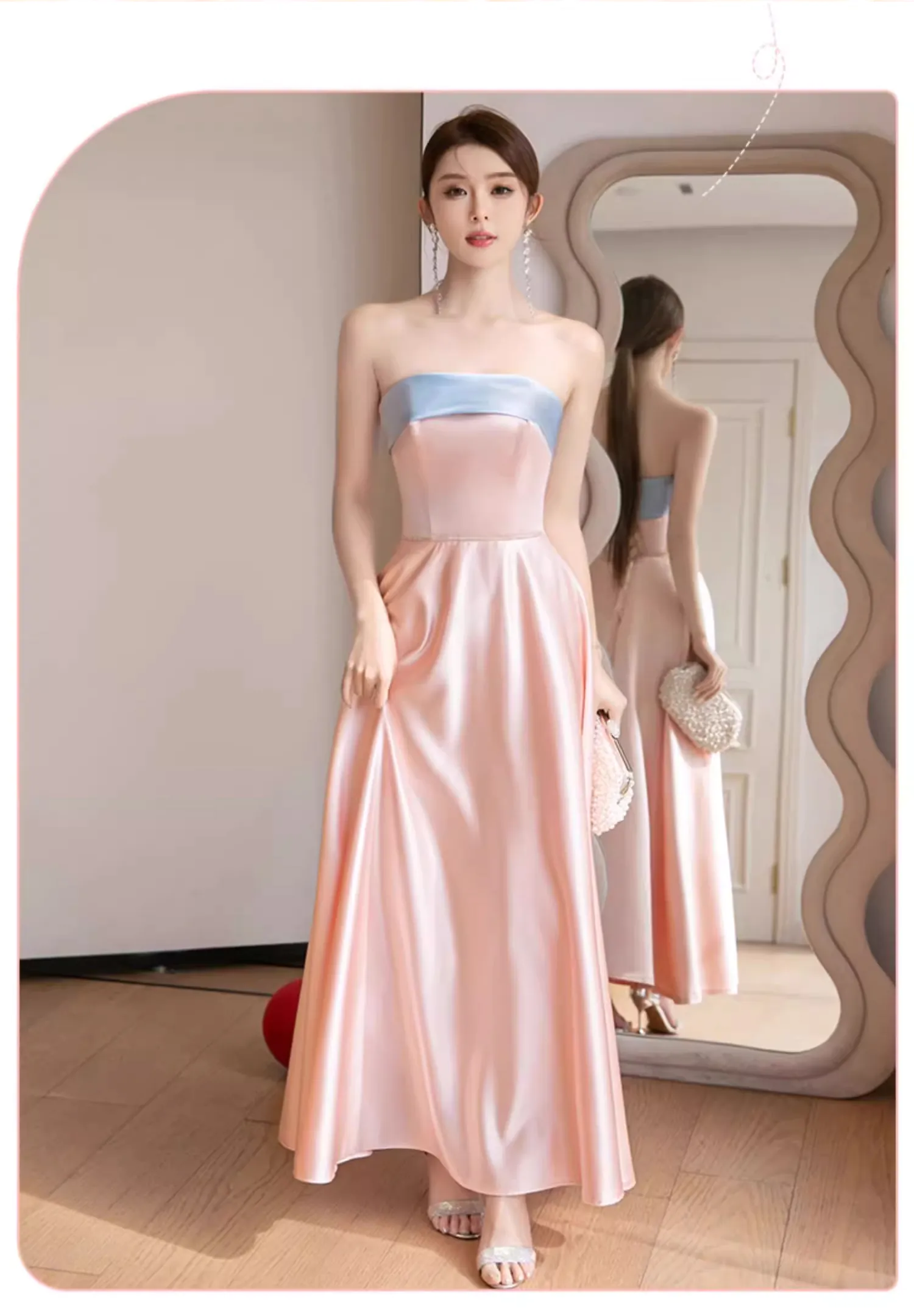 A-Line-Pink-Satin-Wedding-Bridal-Party-Homecoming-Evening-Maxi-Dress12