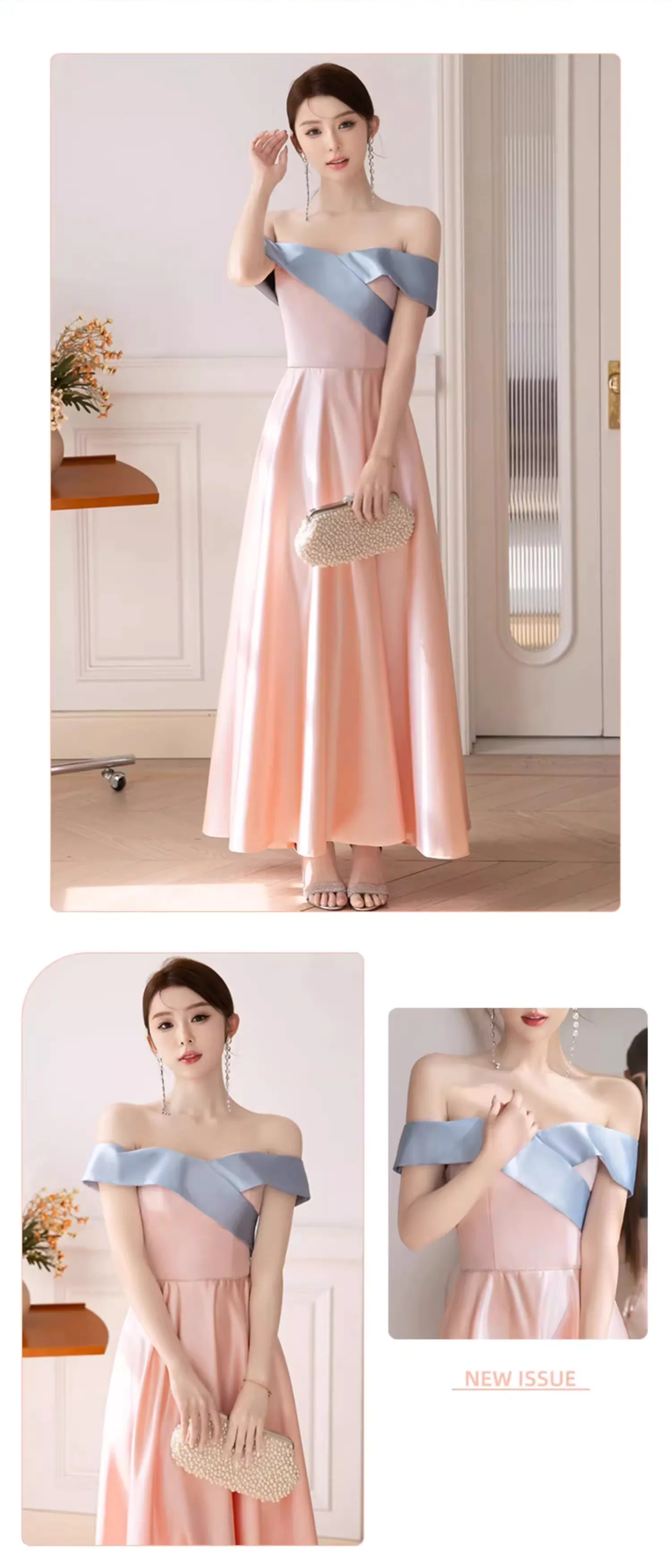 A-Line-Pink-Satin-Wedding-Bridal-Party-Homecoming-Evening-Maxi-Dress15
