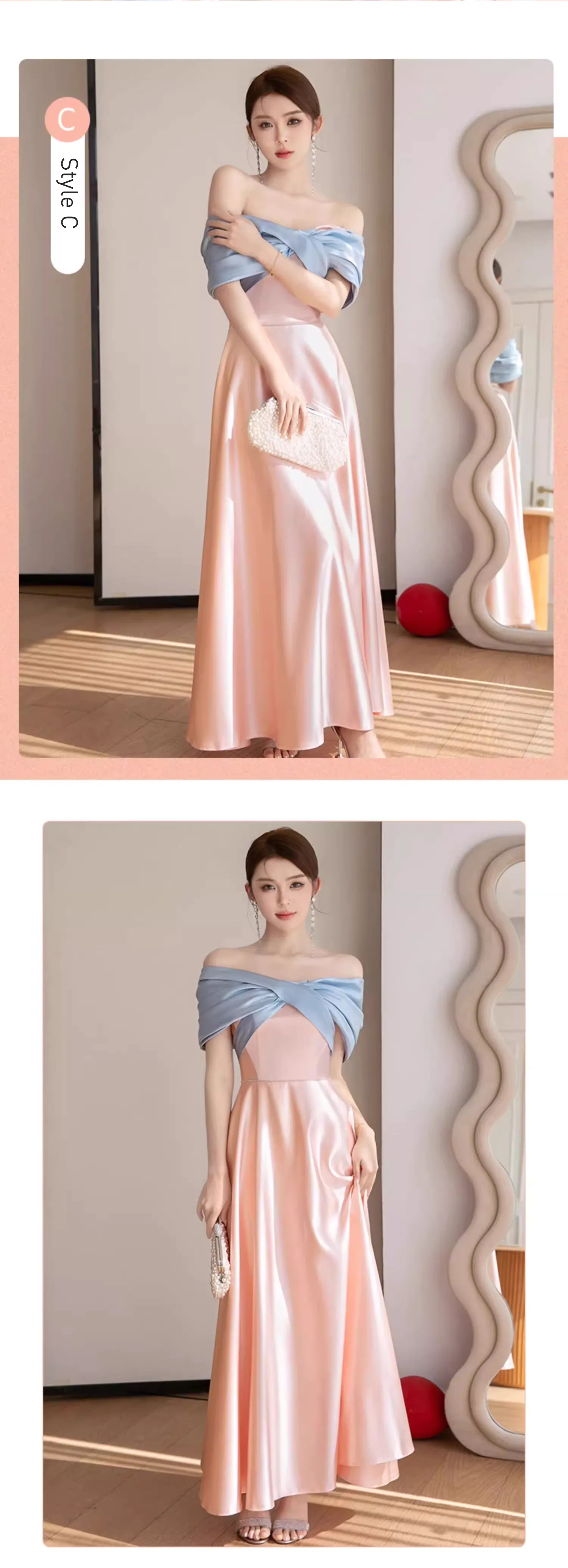 A-Line-Pink-Satin-Wedding-Bridal-Party-Homecoming-Evening-Maxi-Dress19
