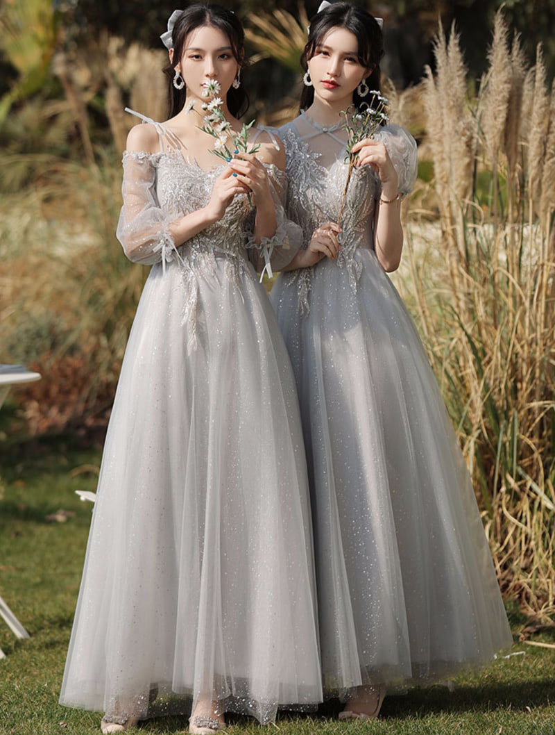 Beautiful Gray Occasion Prom Bridesmaid Evening Maxi Dress01