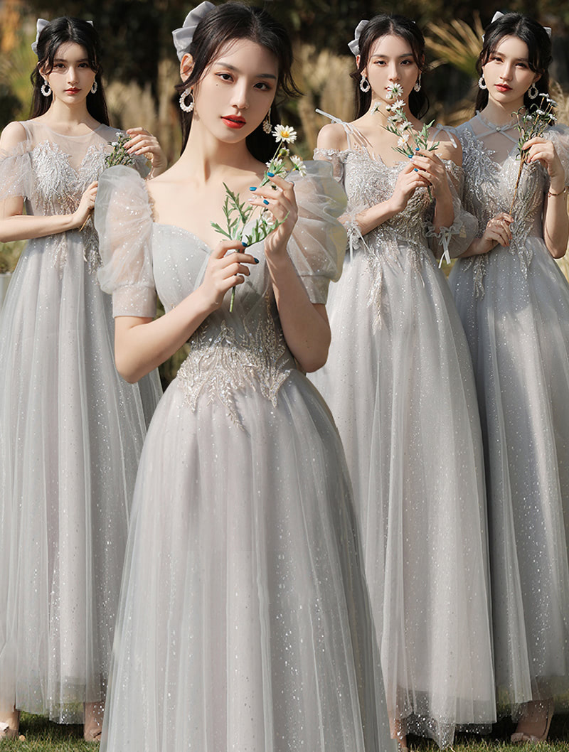 Beautiful Gray Occasion Prom Bridesmaid Evening Maxi Dress02