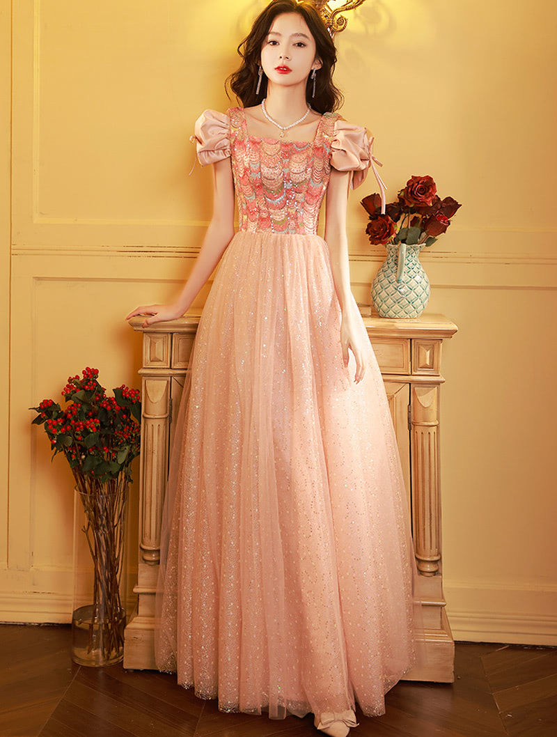 Beautiful Romantic Princess Pink Cocktail Party Dress Formal Gown01