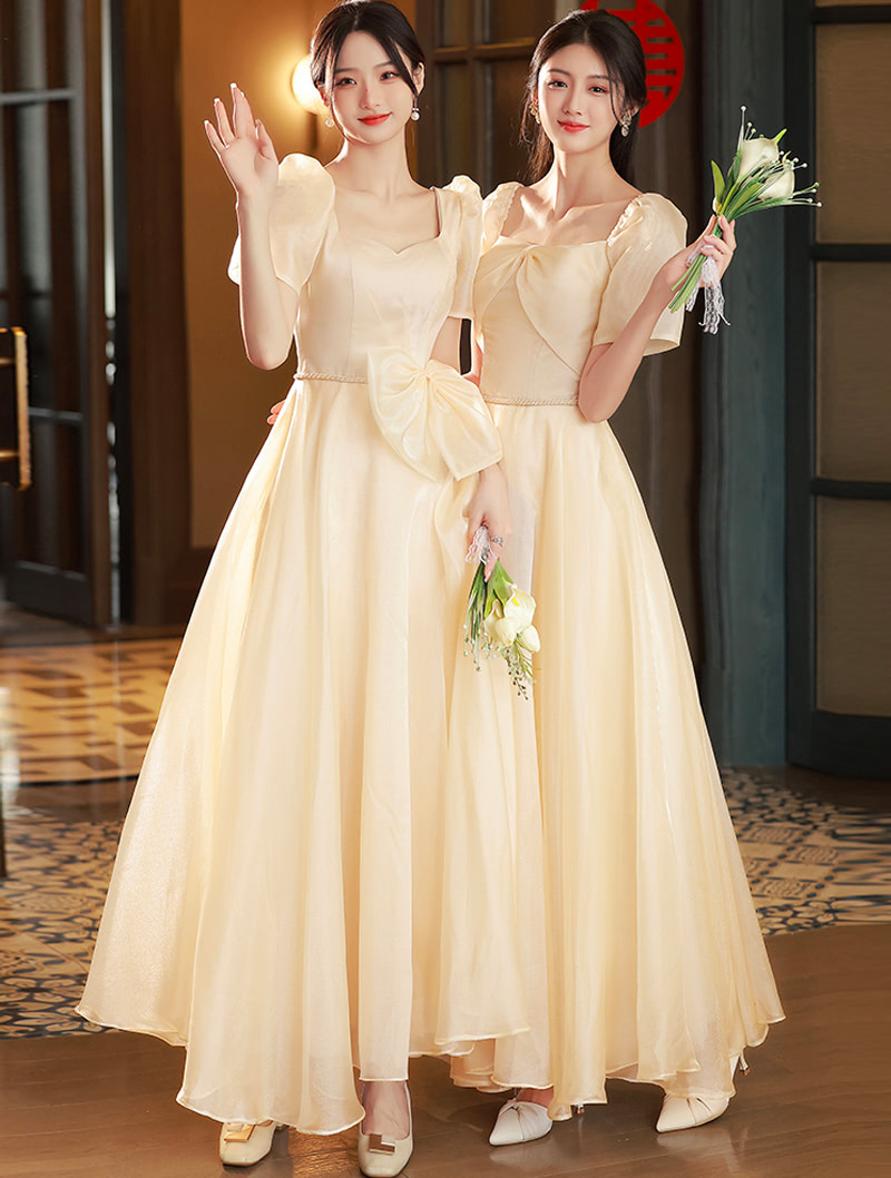 Champagne Bridesmaid Cocktail Party Long Dress Formal Gown01