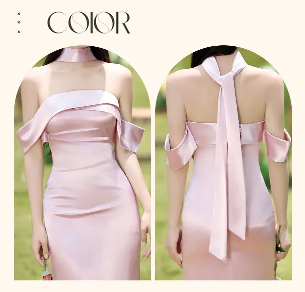 Charming-Pink-Satin-Wedding-Guest-Party-Maid-of-Honor-Bridesmaid-Dress10