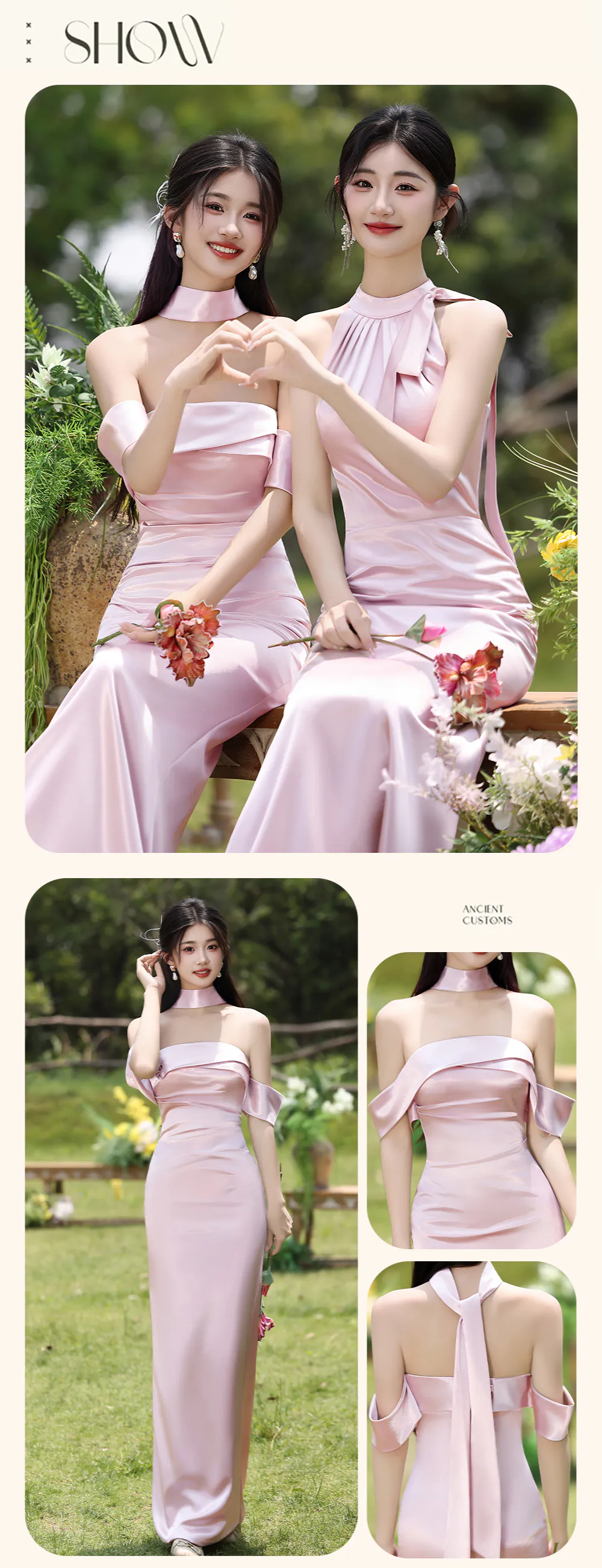 Charming-Pink-Satin-Wedding-Guest-Party-Maid-of-Honor-Bridesmaid-Dress11