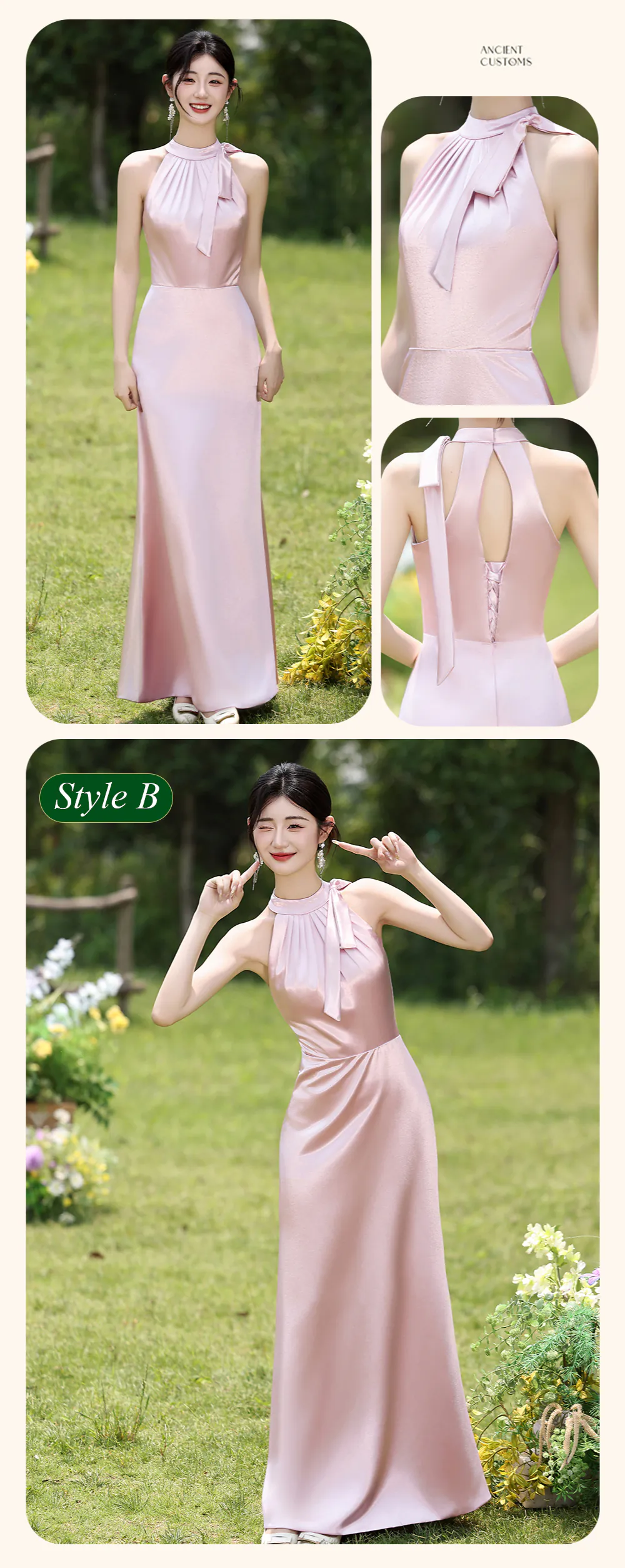 Charming-Pink-Satin-Wedding-Guest-Party-Maid-of-Honor-Bridesmaid-Dress13
