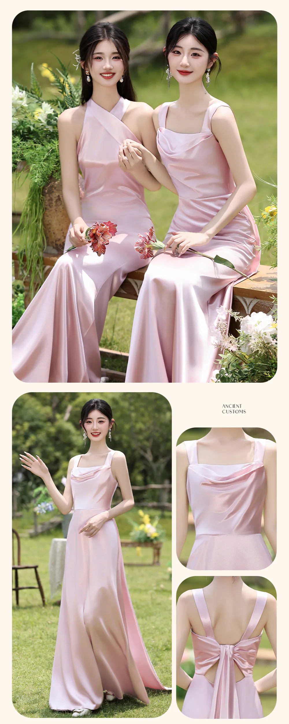 Charming-Pink-Satin-Wedding-Guest-Party-Maid-of-Honor-Bridesmaid-Dress14