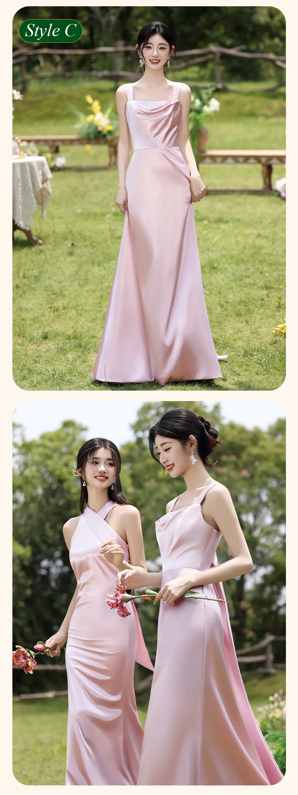Charming-Pink-Satin-Wedding-Guest-Party-Maid-of-Honor-Bridesmaid-Dress15
