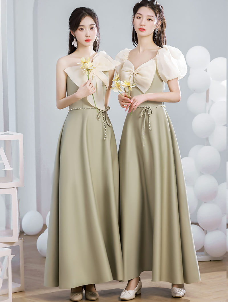 Chic Boho Wedding Green Formal Evening Gown Bridesmaid Dress01