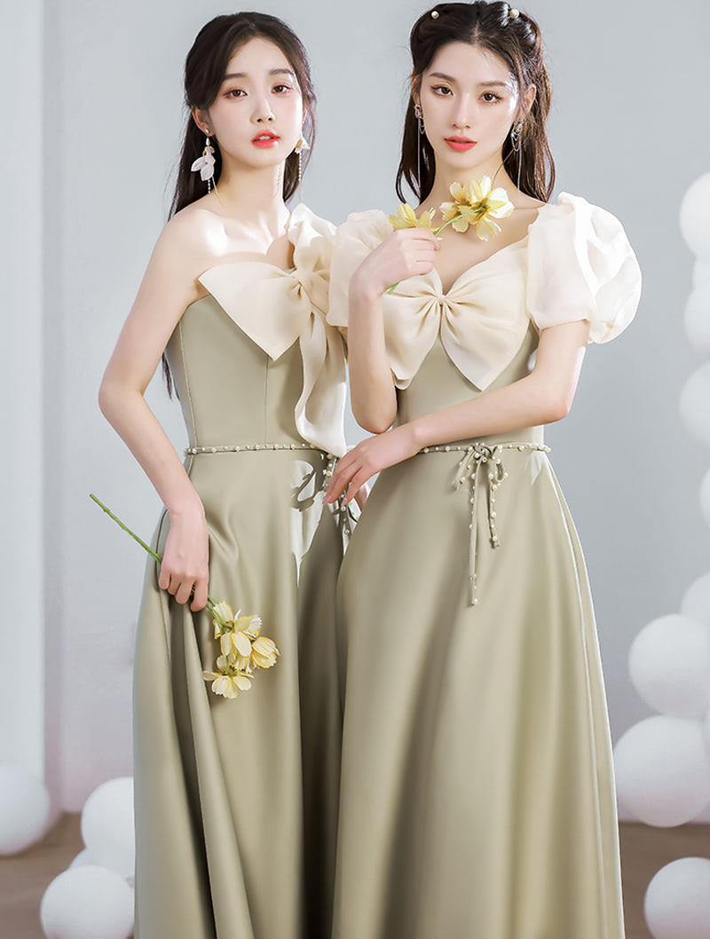 Chic Boho Wedding Green Formal Evening Gown Bridesmaid Dress02