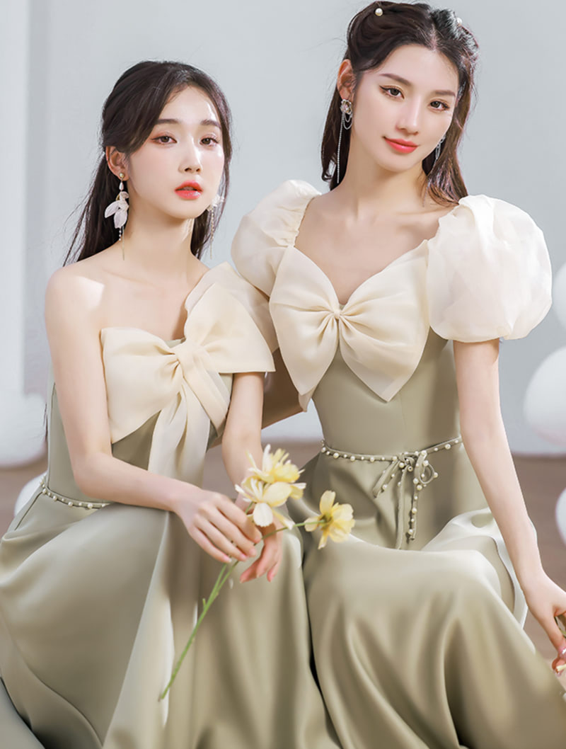 Chic Boho Wedding Green Formal Evening Gown Bridesmaid Dress01