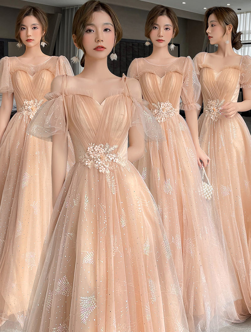 Fashion Khaki A line Bridal Wedding Party Chiffon Dress for Women01