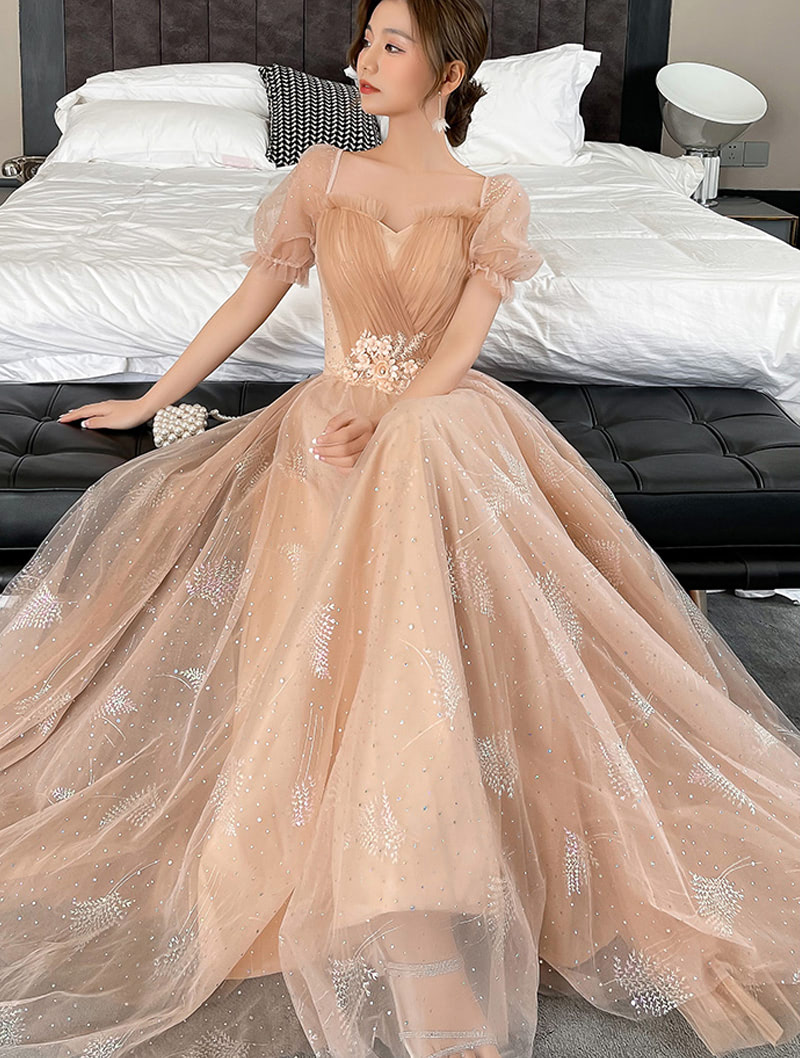 Fashion Khaki A-line Bridal Wedding Party Chiffon Dress for Women02