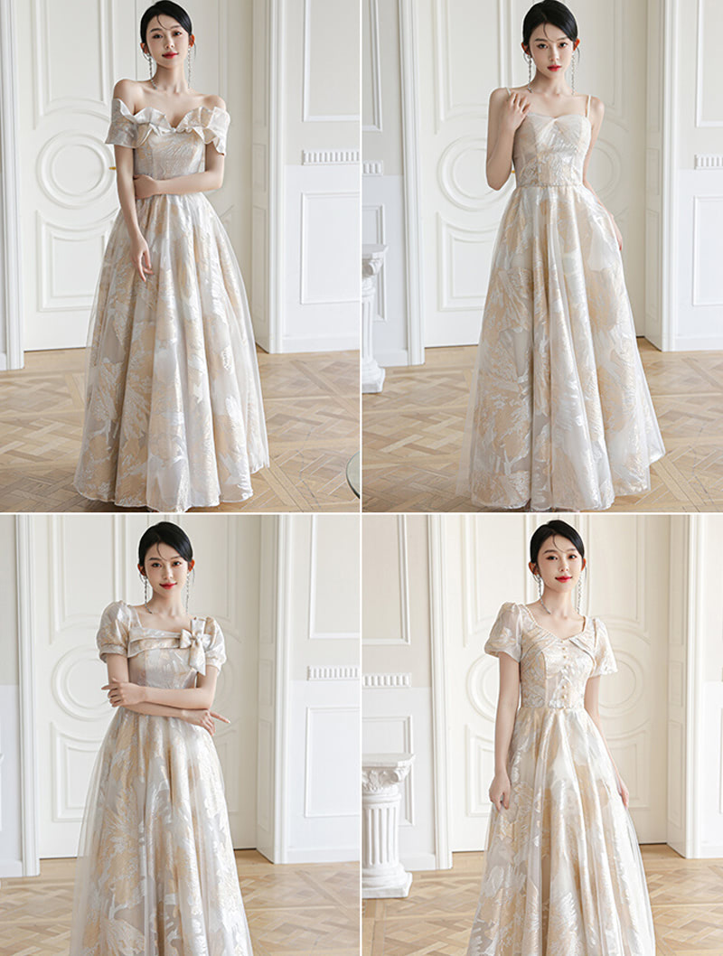 Feminine Champagne Bridesmaid Formal Dress Charming Party Gown06