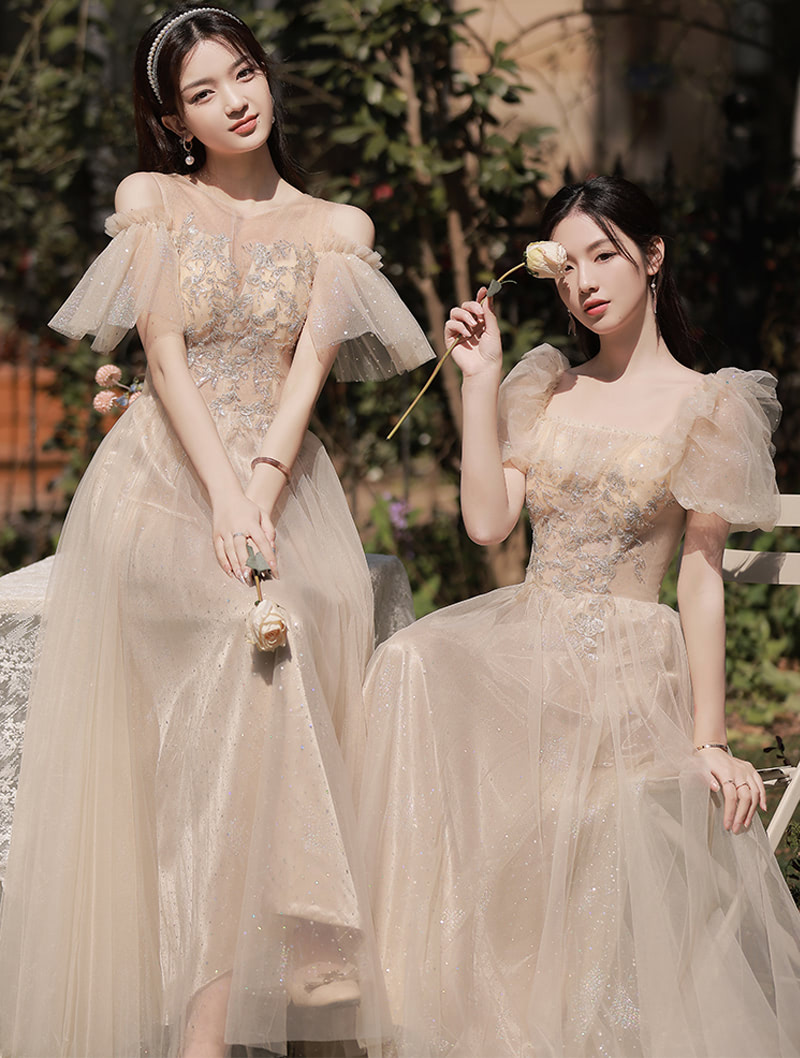 Formal Apricot Bridesmaid Dress Evening Gown for Wedding Party01