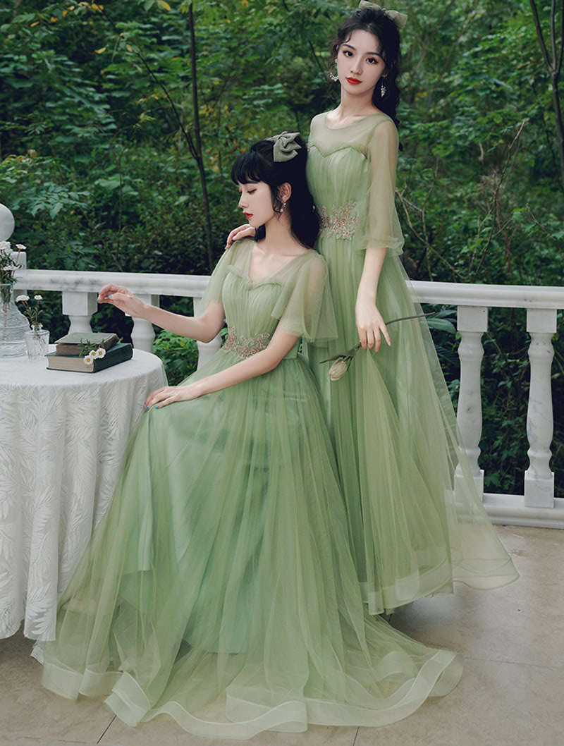 Green Bridesmaid Maxi Dress Boho Beach Wedding Guest Formal Gown04