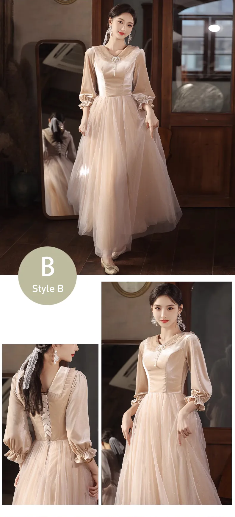 Khaki-Velvet-Long-Sleeve-Bridesmaid-Dress-Graduation-Party-Long-Gown17